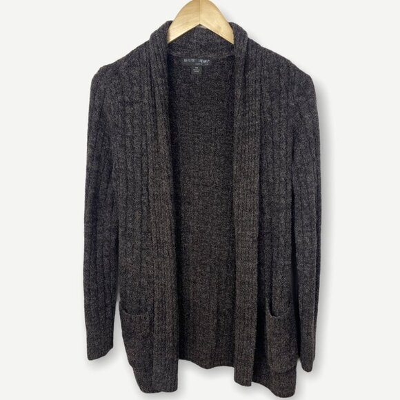 Barefoot Dreams Brown Cable Knit Fleece Cardigan Sweater Size XS Luxurious Boho‎ - Picture 4 of 12